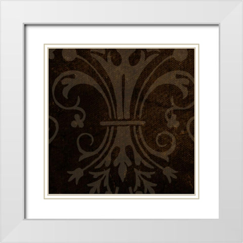 Spice Gold Damask 2 White Modern Wood Framed Art Print with Double Matting by Greene, Taylor