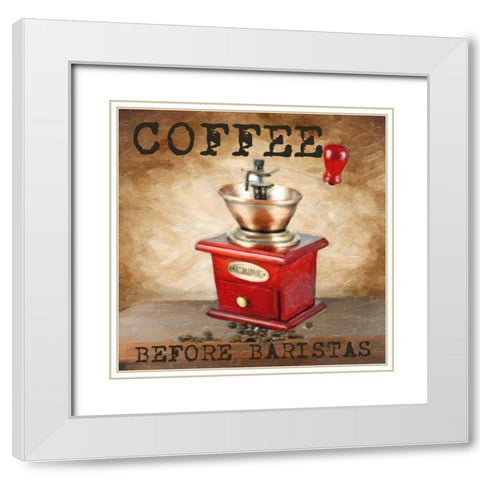 COFFEE BEFORE White Modern Wood Framed Art Print with Double Matting by Greene, Taylor