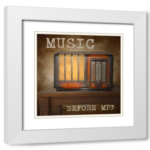MUSIC BEFORE MP3 White Modern Wood Framed Art Print with Double Matting by Greene, Taylor
