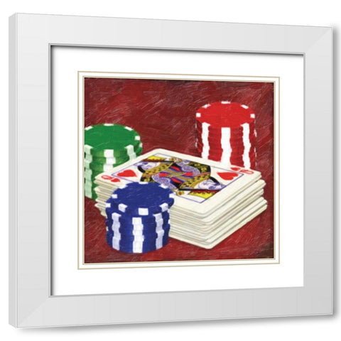 GAMING CARDS White Modern Wood Framed Art Print with Double Matting by Greene, Taylor