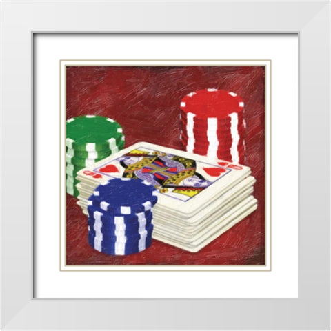 GAMING CARDS White Modern Wood Framed Art Print with Double Matting by Greene, Taylor