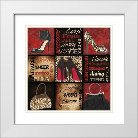 Fashion 9 Patch White Modern Wood Framed Art Print with Double Matting by Greene, Taylor