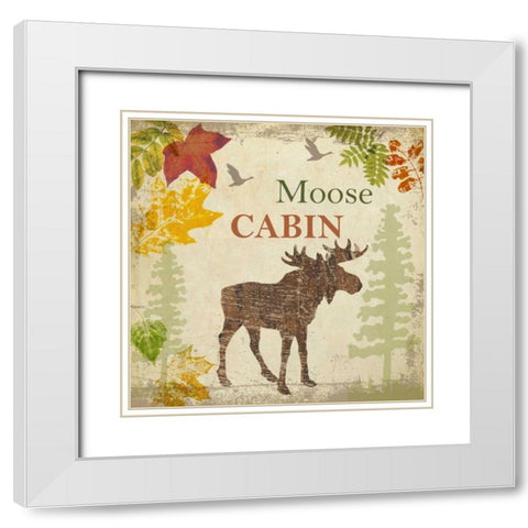 MOOSE CABIN White Modern Wood Framed Art Print with Double Matting by Greene, Taylor