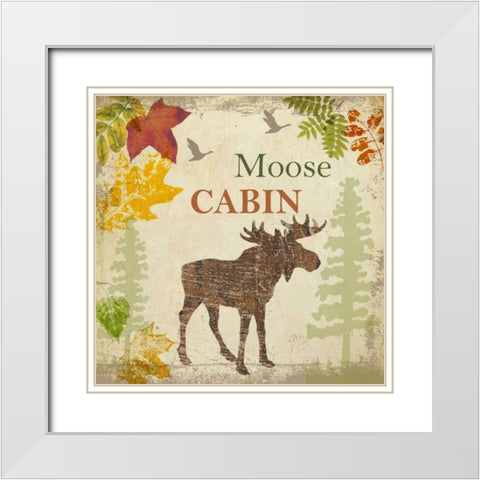 MOOSE CABIN White Modern Wood Framed Art Print with Double Matting by Greene, Taylor