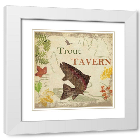TROUT TEVERN White Modern Wood Framed Art Print with Double Matting by Greene, Taylor