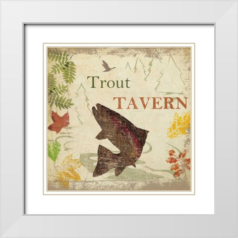 TROUT TEVERN White Modern Wood Framed Art Print with Double Matting by Greene, Taylor