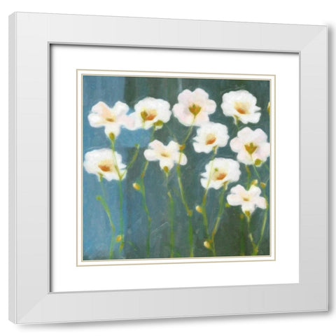 WHITE FLOWER FIELD I White Modern Wood Framed Art Print with Double Matting by Greene, Taylor
