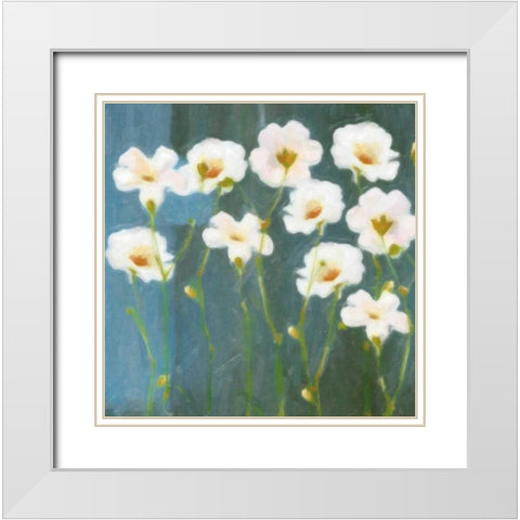 WHITE FLOWER FIELD I White Modern Wood Framed Art Print with Double Matting by Greene, Taylor