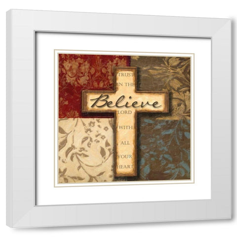 BELIEVE White Modern Wood Framed Art Print with Double Matting by Greene, Taylor