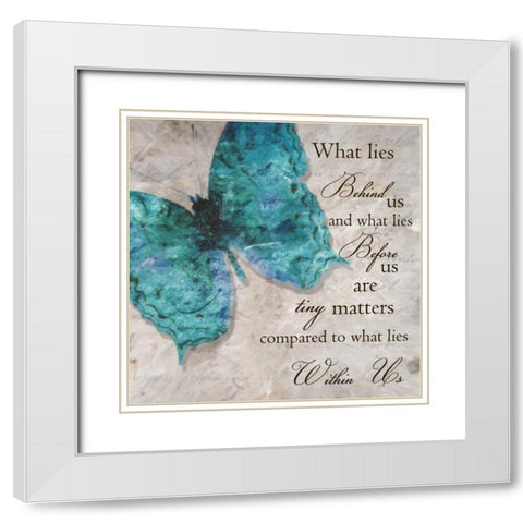 Blue Butterfly I White Modern Wood Framed Art Print with Double Matting by Greene, Taylor