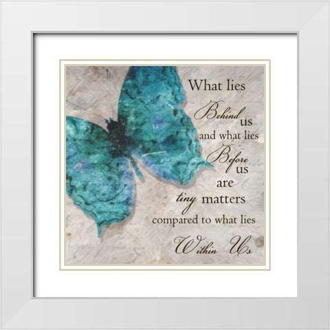 Blue Butterfly I White Modern Wood Framed Art Print with Double Matting by Greene, Taylor