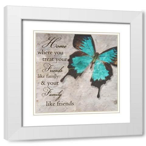 Blue Butterfly II White Modern Wood Framed Art Print with Double Matting by Greene, Taylor