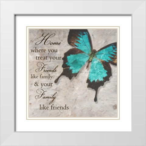 Blue Butterfly II White Modern Wood Framed Art Print with Double Matting by Greene, Taylor