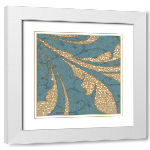 BLUE GOLD White Modern Wood Framed Art Print with Double Matting by Greene, Taylor
