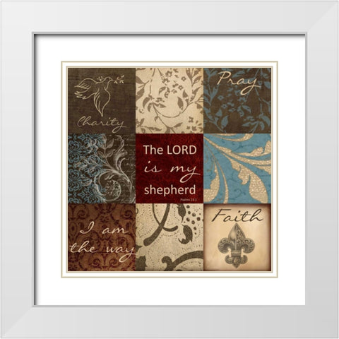Lord 9 Patch White Modern Wood Framed Art Print with Double Matting by Greene, Taylor