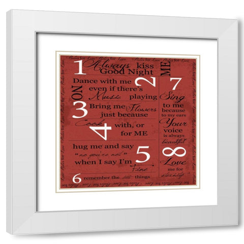 FEBRUARY- LOVE White Modern Wood Framed Art Print with Double Matting by Greene, Taylor