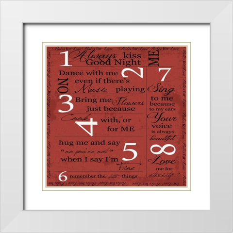 FEBRUARY- LOVE White Modern Wood Framed Art Print with Double Matting by Greene, Taylor