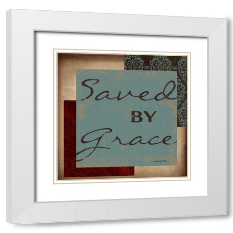 SAVED BY GRACE White Modern Wood Framed Art Print with Double Matting by Greene, Taylor