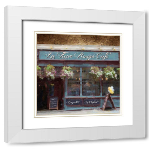 Cafe Blue White Modern Wood Framed Art Print with Double Matting by Greene, Taylor