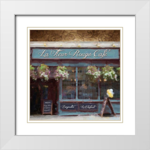 Cafe Blue White Modern Wood Framed Art Print with Double Matting by Greene, Taylor