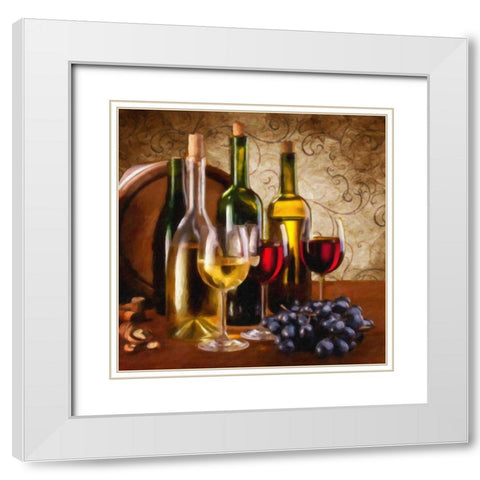 Wine I White Modern Wood Framed Art Print with Double Matting by Greene, Taylor