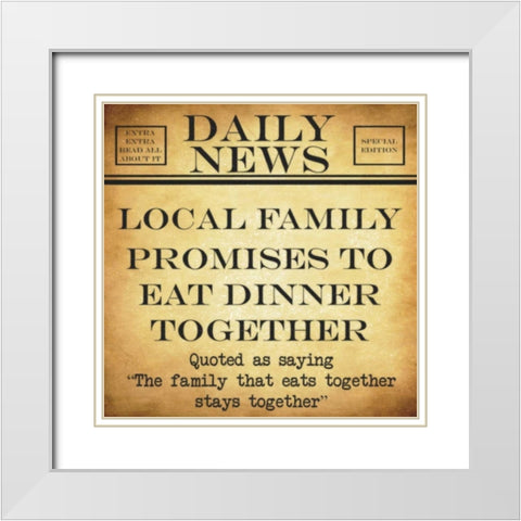 DAILY NEWS Eats Together White Modern Wood Framed Art Print with Double Matting by Greene, Taylor