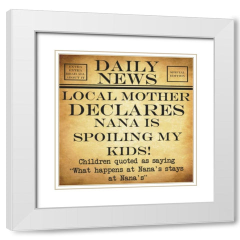 DAILY NEWS Nana White Modern Wood Framed Art Print with Double Matting by Greene, Taylor