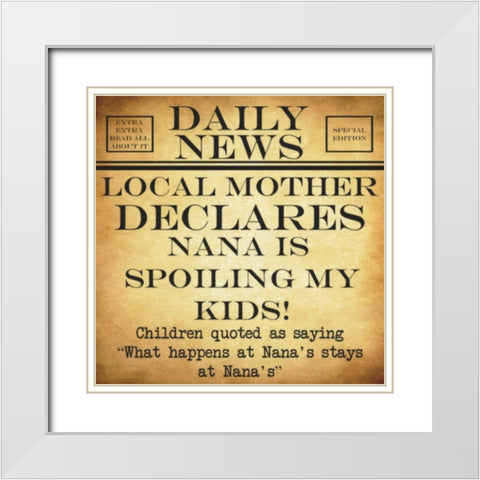 DAILY NEWS Nana White Modern Wood Framed Art Print with Double Matting by Greene, Taylor