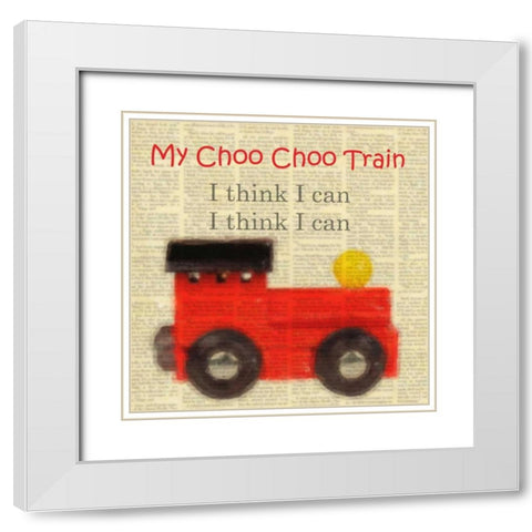Choo Choo White Modern Wood Framed Art Print with Double Matting by Greene, Taylor