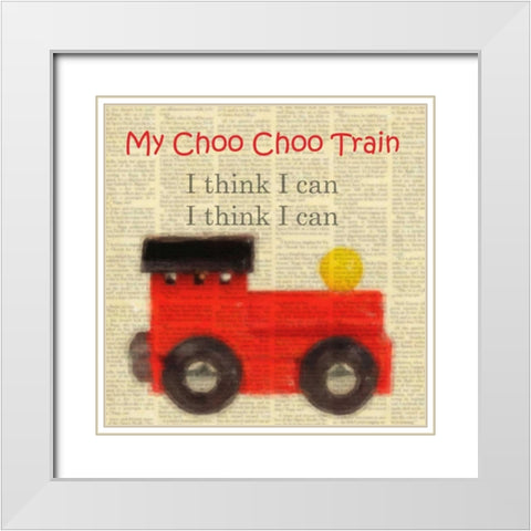 Choo Choo White Modern Wood Framed Art Print with Double Matting by Greene, Taylor