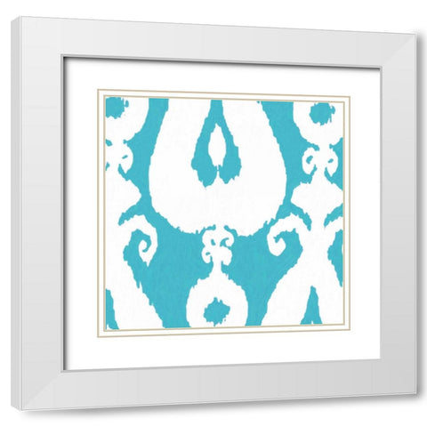 AQUA IKAT White Modern Wood Framed Art Print with Double Matting by Greene, Taylor