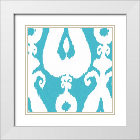 AQUA IKAT White Modern Wood Framed Art Print with Double Matting by Greene, Taylor
