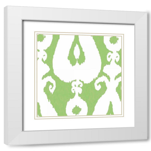 LIME IKAT White Modern Wood Framed Art Print with Double Matting by Greene, Taylor