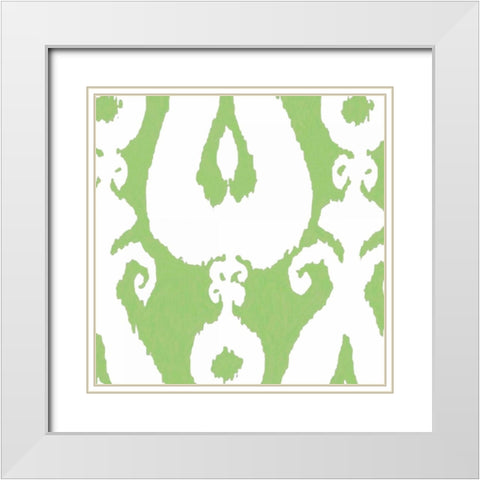 LIME IKAT White Modern Wood Framed Art Print with Double Matting by Greene, Taylor