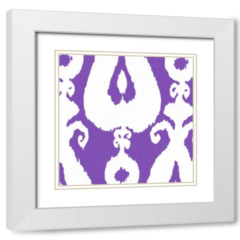 PURPLE IKAT White Modern Wood Framed Art Print with Double Matting by Greene, Taylor
