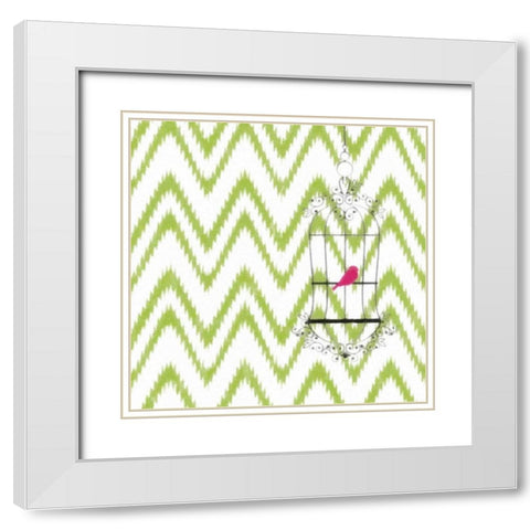 CHEVRON BIRD White Modern Wood Framed Art Print with Double Matting by Greene, Taylor