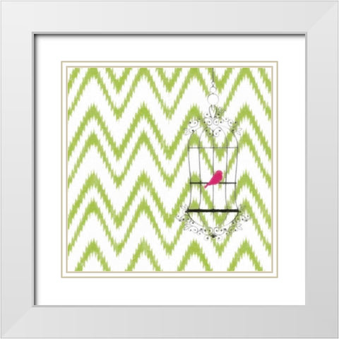 CHEVRON BIRD White Modern Wood Framed Art Print with Double Matting by Greene, Taylor