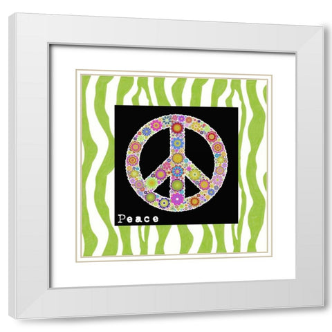 PEACE White Modern Wood Framed Art Print with Double Matting by Greene, Taylor