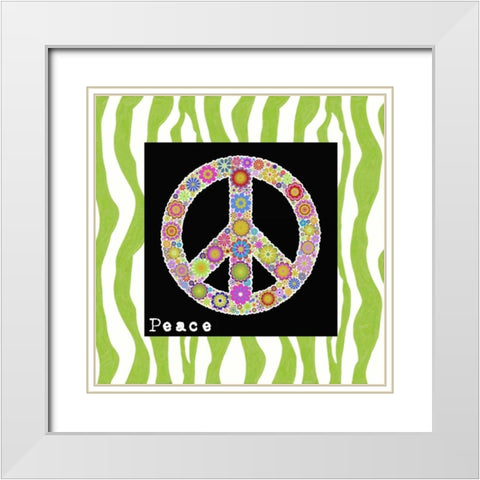 PEACE White Modern Wood Framed Art Print with Double Matting by Greene, Taylor