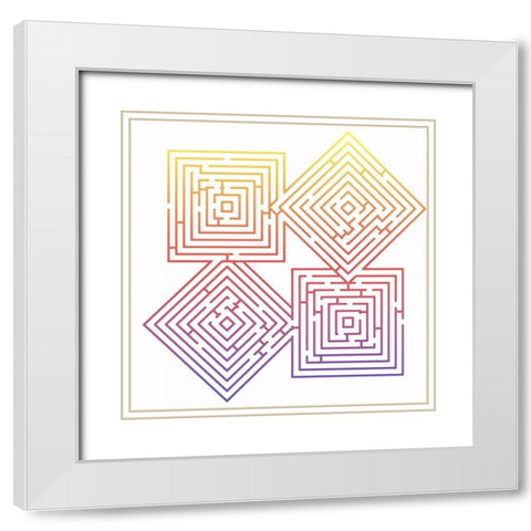 QUAD LABYRINTH White Modern Wood Framed Art Print with Double Matting by Greene, Taylor