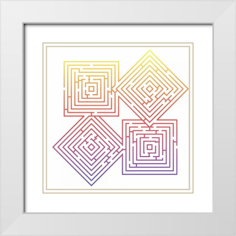 QUAD LABYRINTH White Modern Wood Framed Art Print with Double Matting by Greene, Taylor