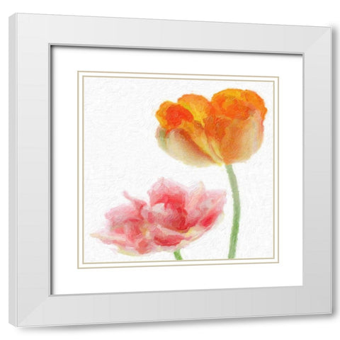 FLORAL PAIR White Modern Wood Framed Art Print with Double Matting by Greene, Taylor