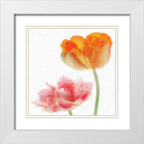 FLORAL PAIR White Modern Wood Framed Art Print with Double Matting by Greene, Taylor