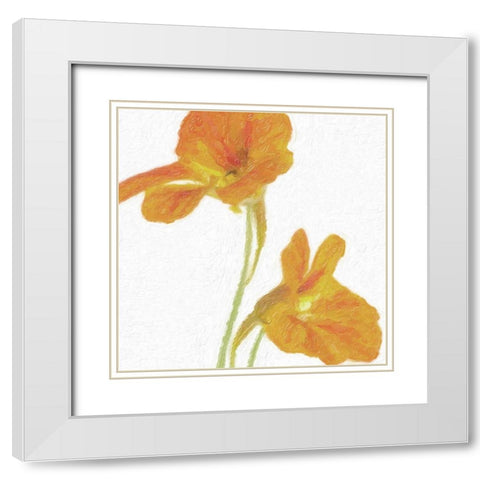 TANGERINE FLORAL PAIR White Modern Wood Framed Art Print with Double Matting by Greene, Taylor