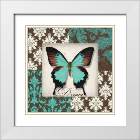 DREAM BUTTERFLY White Modern Wood Framed Art Print with Double Matting by Greene, Taylor