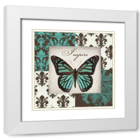 INSPIRE BUTTERFLY White Modern Wood Framed Art Print with Double Matting by Greene, Taylor