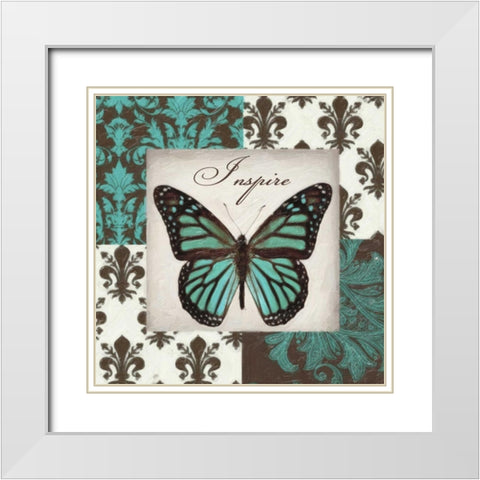 INSPIRE BUTTERFLY White Modern Wood Framed Art Print with Double Matting by Greene, Taylor