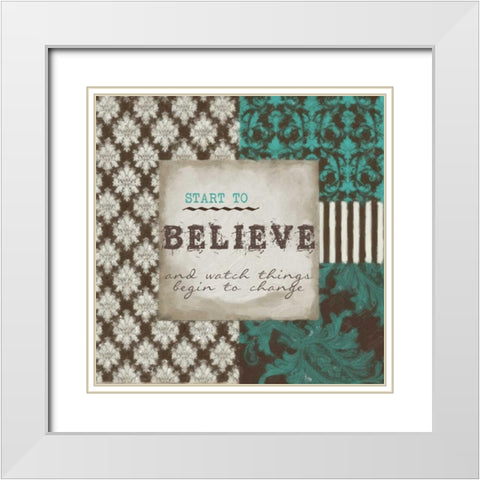 Start to Believe White Modern Wood Framed Art Print with Double Matting by Greene, Taylor