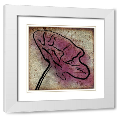 Plum Floral On Silver II White Modern Wood Framed Art Print with Double Matting by Greene, Taylor