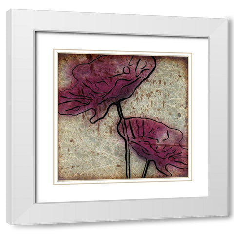 Plum Floral On Silver White Modern Wood Framed Art Print with Double Matting by Greene, Taylor